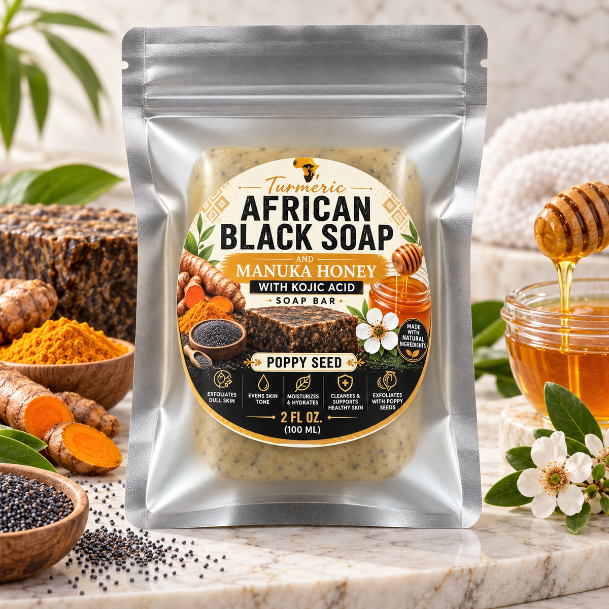 TURMERIC MANUKA BLACK SOAP & HONEY FACIAL SOAP
